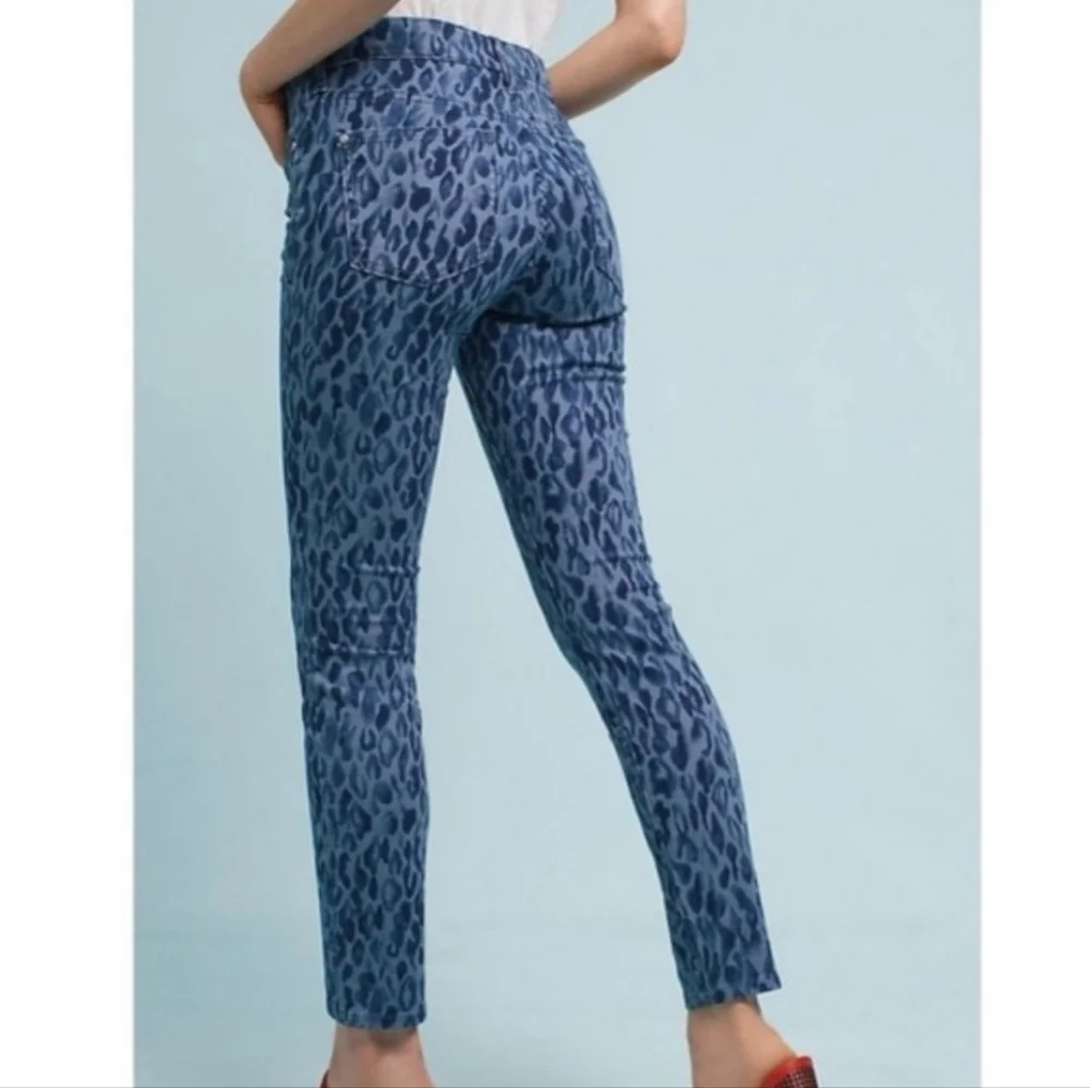 Anthropologie Pilcro And The Letterpress Skinny Jeans Size 25 Blue Leopard - Picture 2 of 12